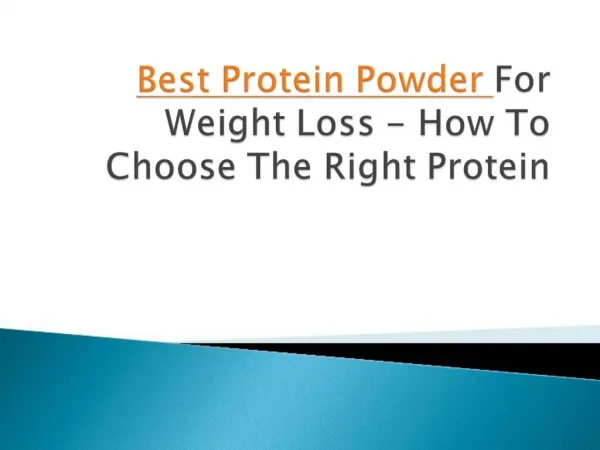 Best Protein Powder For Weight Loss - How