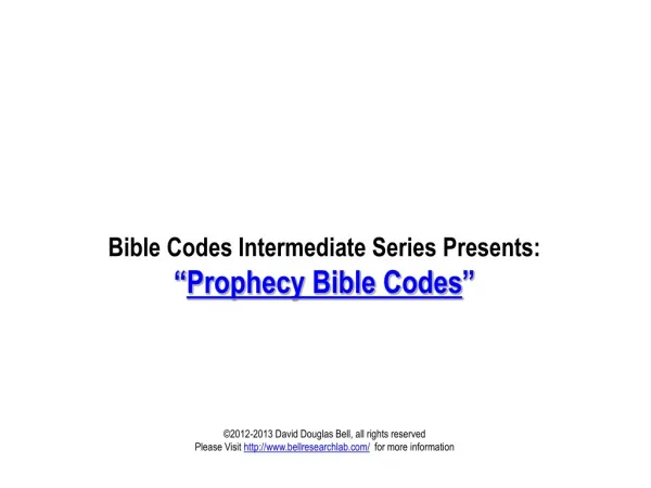 Prophecy Bible Codes