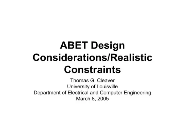 abet design considerationsrealistic constraints