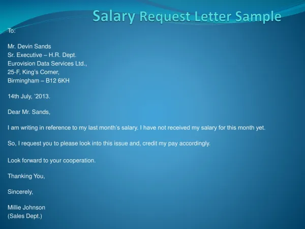 Salary Request Letter Sample