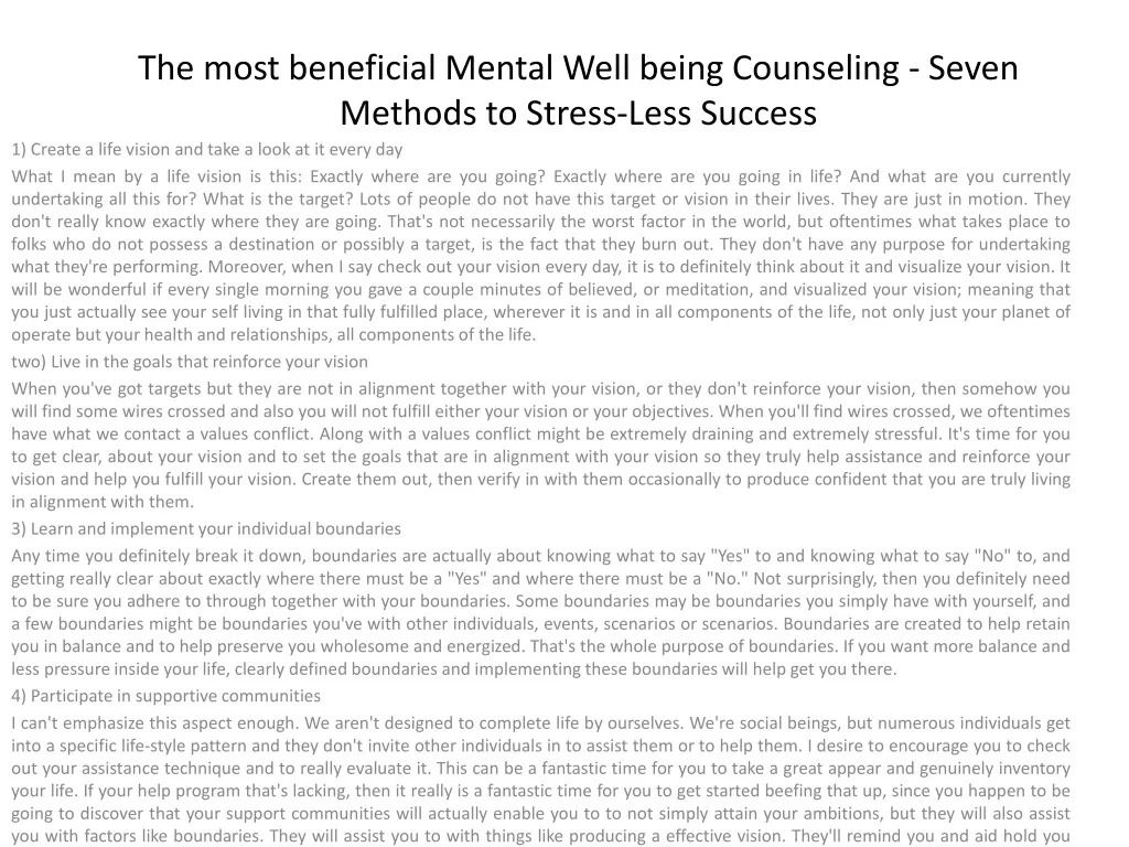the most beneficial mental well being counseling seven methods to stress less success