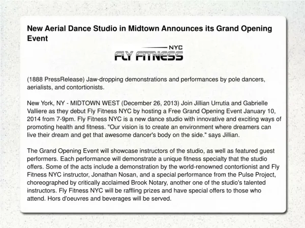 New Aerial Dance Studio in Midtown Announces