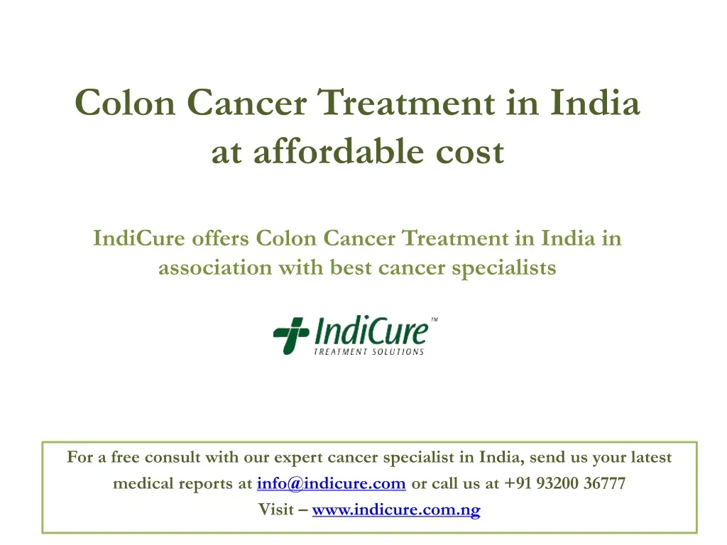colon cancer treatment in india at affordable