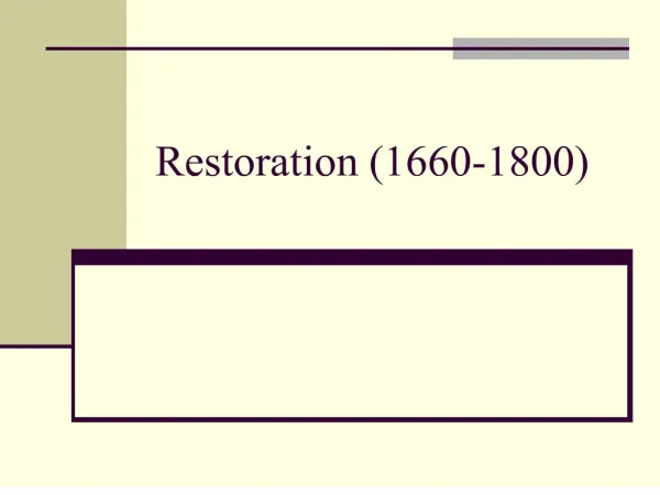 restoration 1660-1800