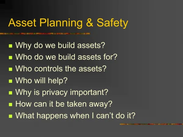 Asset Planning Safety