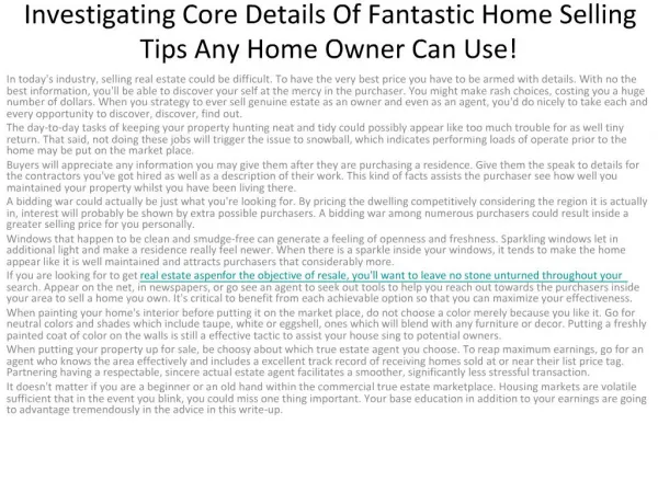 3Investigating Core Details Of Fantastic Home Selling Tips