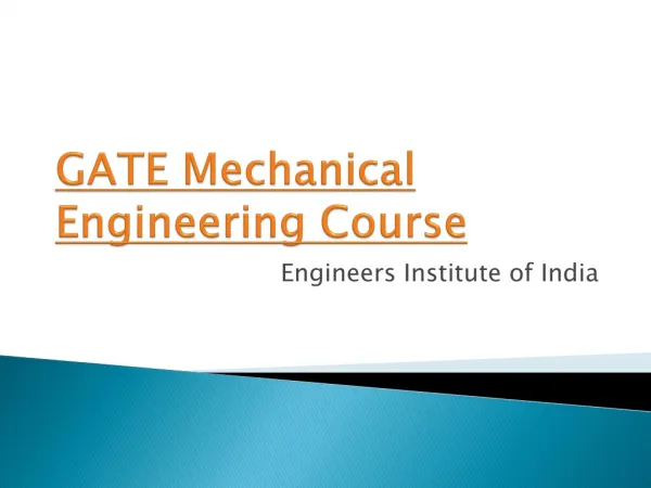 GATE Mechanical Engineering course