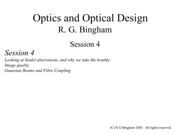 optics and optical design