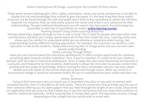 online tutoring for free