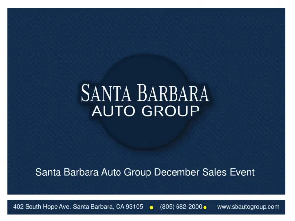 Santa Barbara Auto Group December Sales Event
