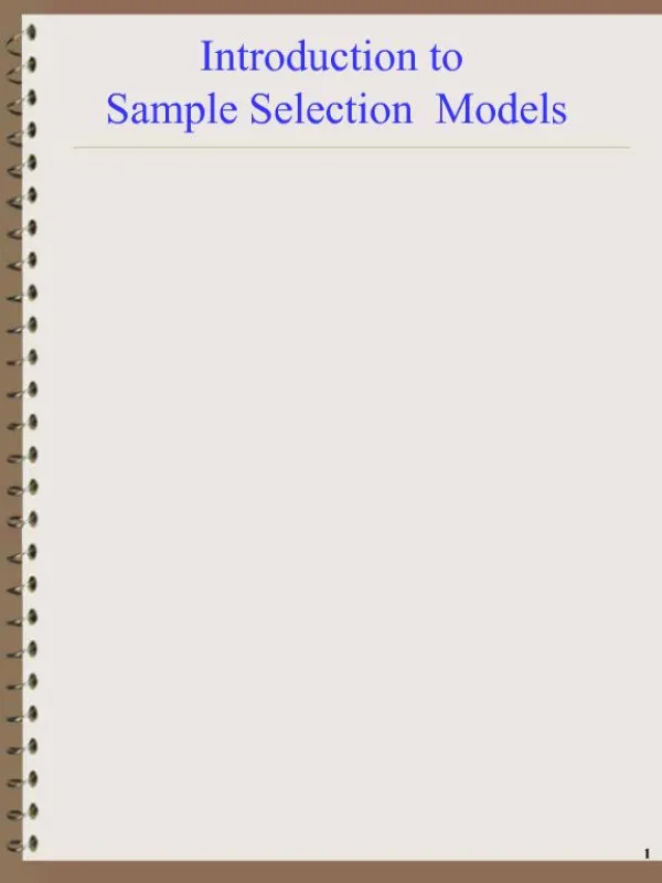 Introduction to Sample Selection Models