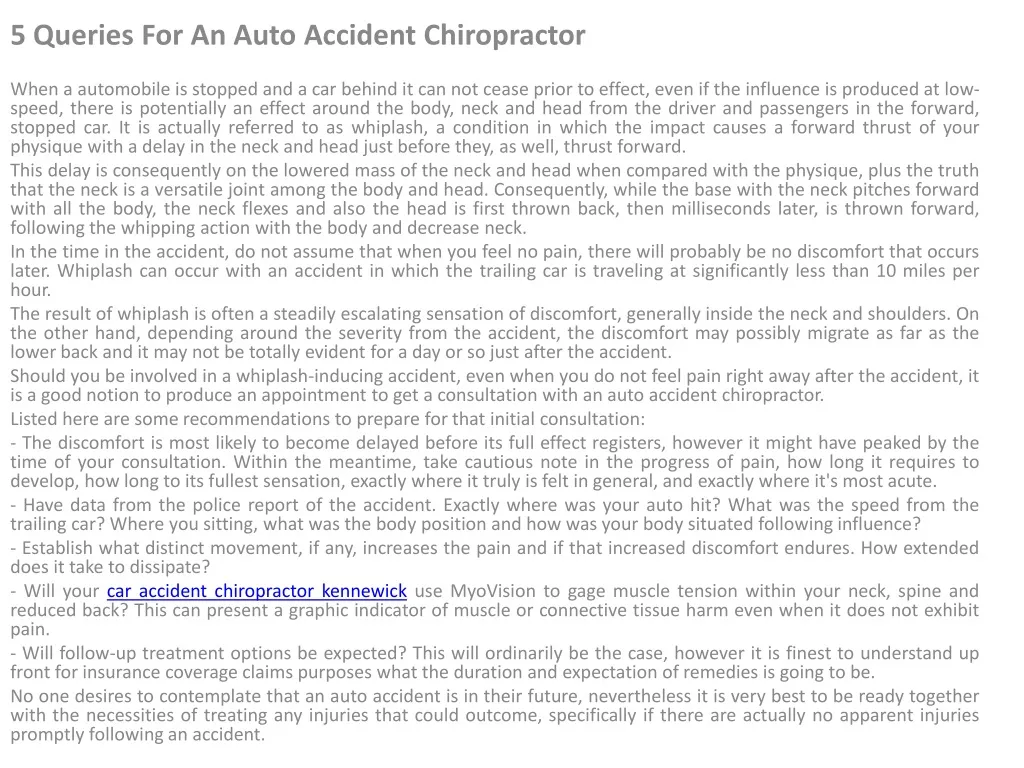 5 queries for an auto accident chiropractor when