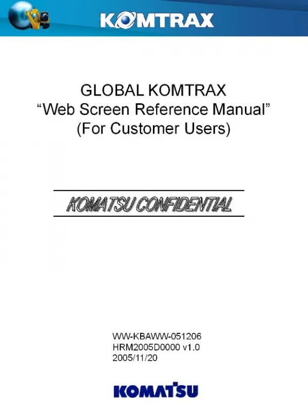 global komtrax web screen reference manual for customer users