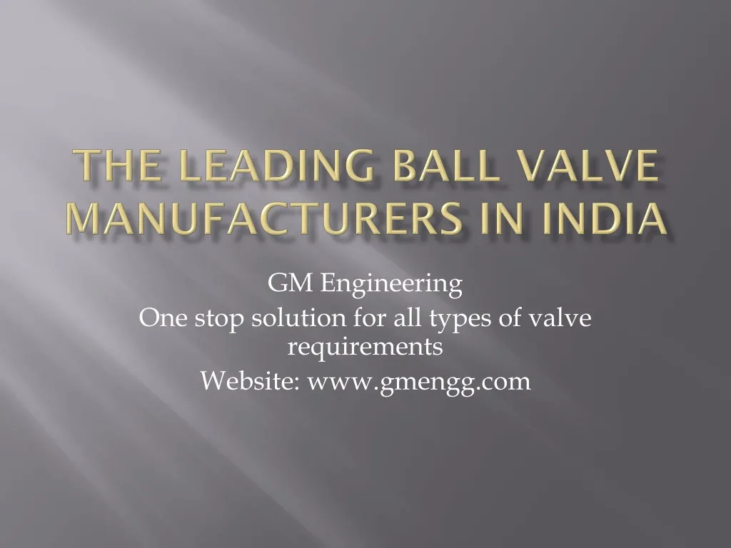 the leading ball valve manufacturers in india