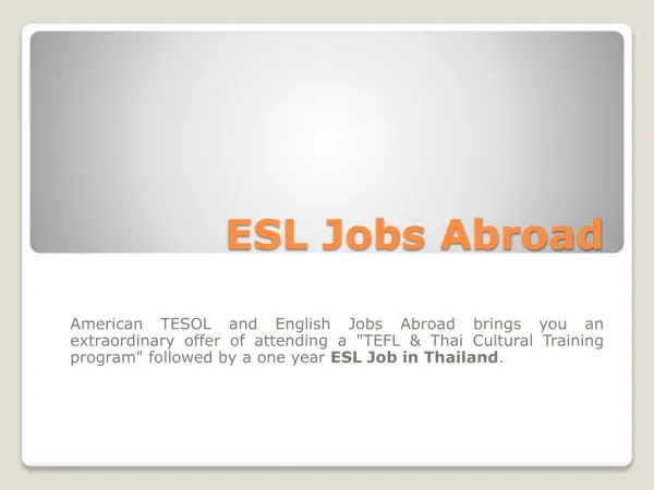 ESL jobs Abroad