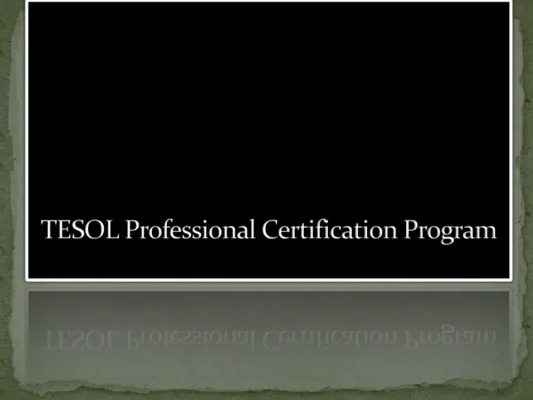 TESOL Professional Certification Program