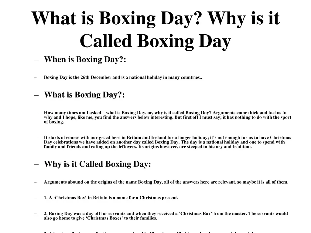 what is boxing day why is it called boxing day