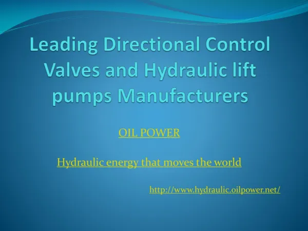 Directional control valve manufacturers and exporters India