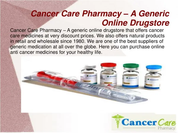 Select The Right Anticancer Drugs Pharmacy