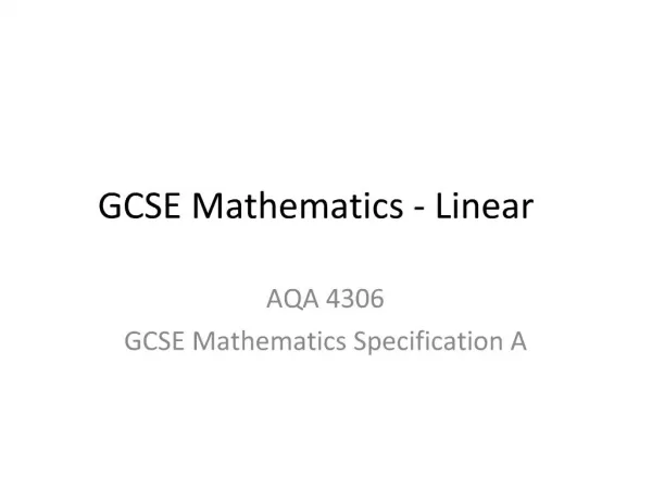 GCSE Mathematics - Linear