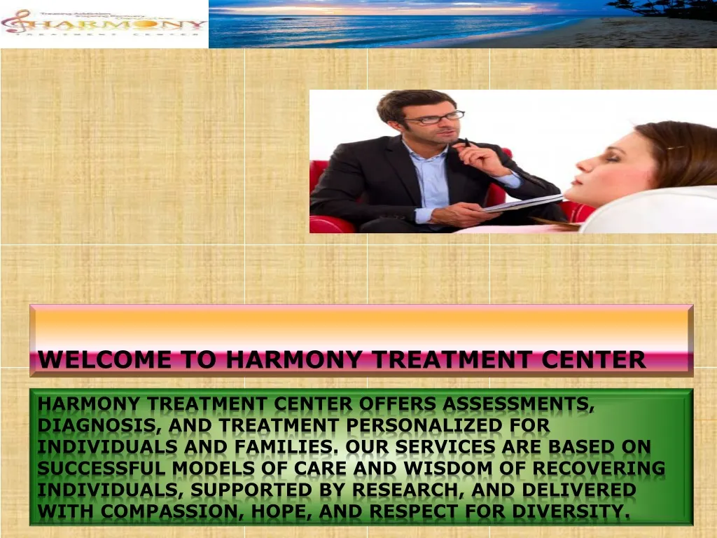 welcome to harmony treatment center