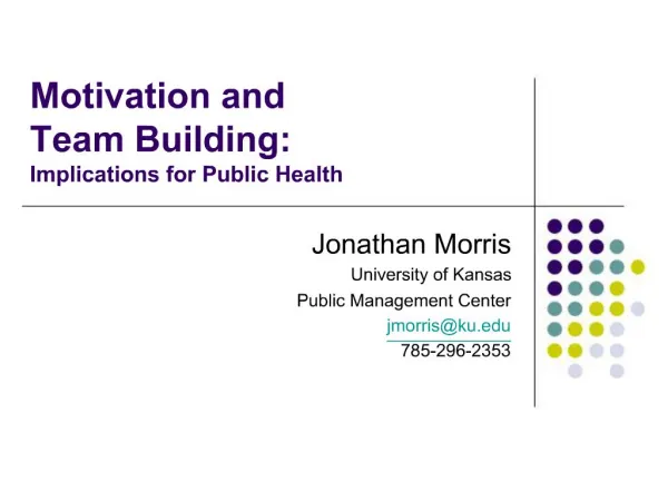 Motivation and Team Building: Implications for Public Health