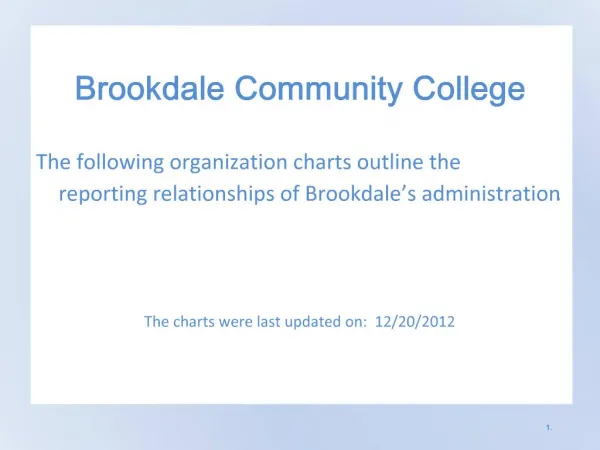Brookdale Community College The following organization charts outline the reporting relationships of Brookdale s