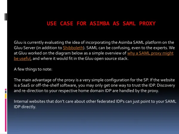 Use Case for Asimba as SAML Proxy