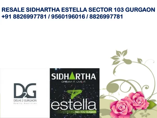 Sidhartha Estella Resale 4 BHK Sector 103 Gurgaon @882699778