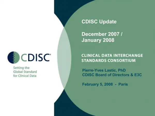 CDISC Update December 2007