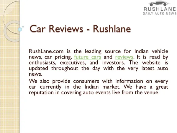 Car Reviews - Rushlane