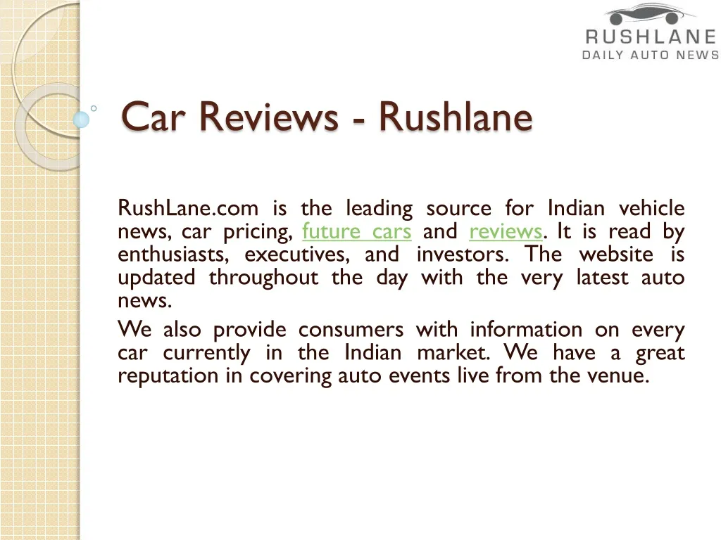 car reviews rushlane