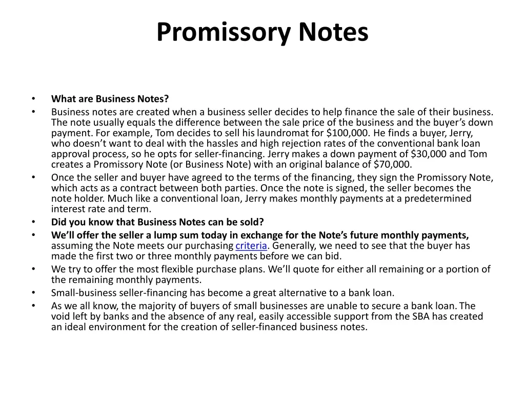 promissory notes