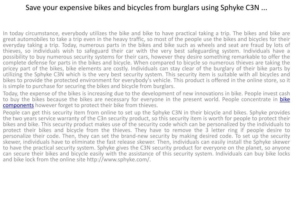save your expensive bikes and bicycles from burglars using sphyke c3n