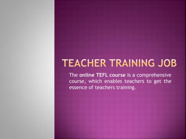 Teacher Training Job