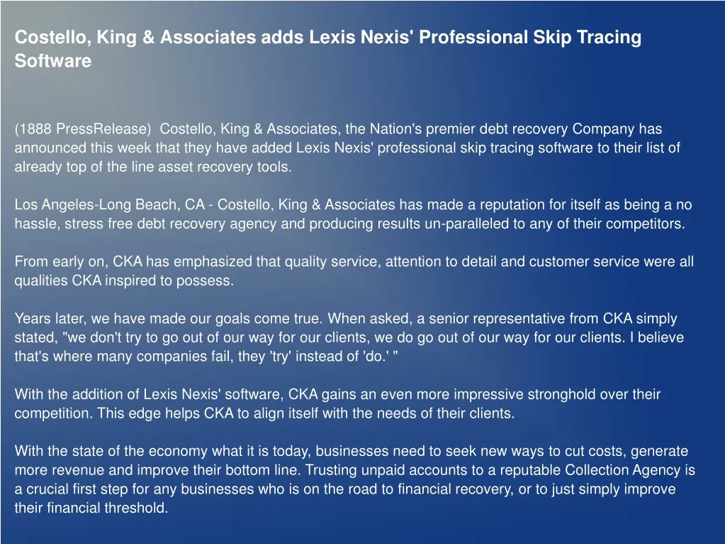 costello king associates adds lexis nexis