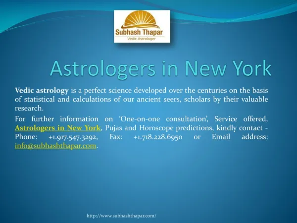 Best Astrology Services in NewYork by Mr. Subhas Thapar