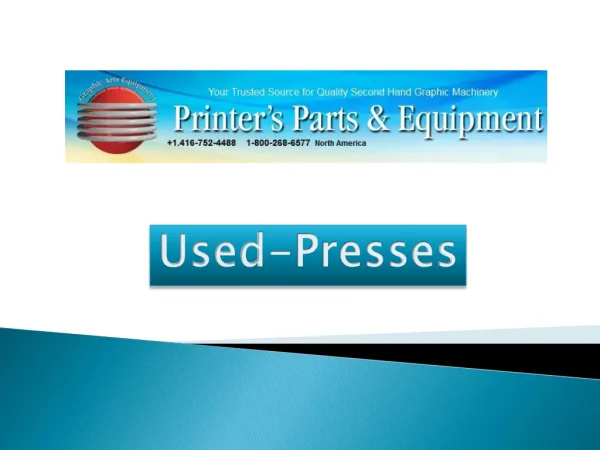 Printer's Parts and Equipments
