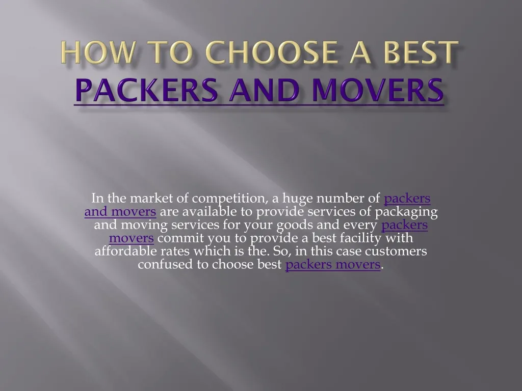 how to choose a best packers and movers