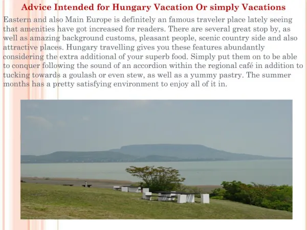 Advice Intended for Hungary Vacation Or simply Vacations