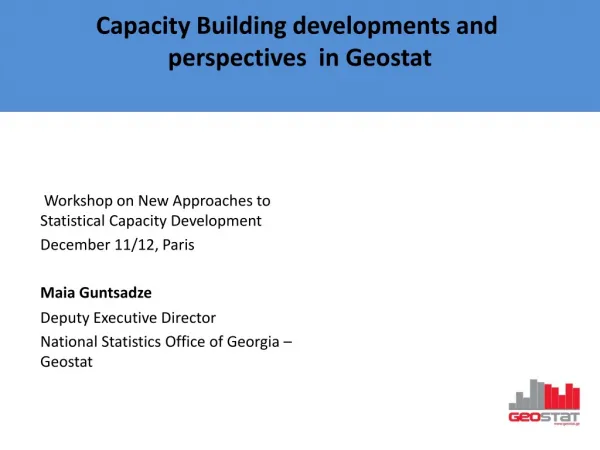 Capacity Building developments and perspectives in Geostat