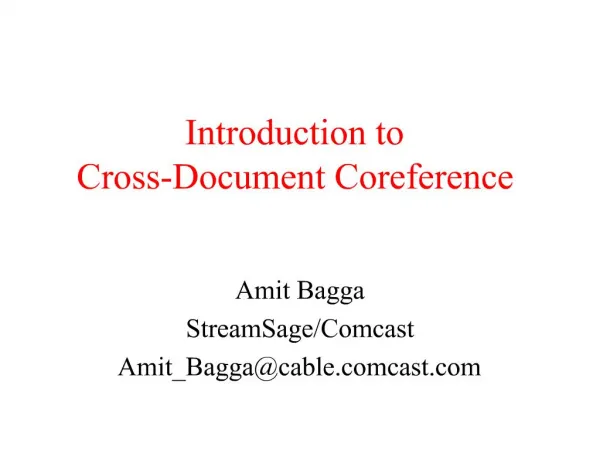 Introduction to Cross-Document Coreference