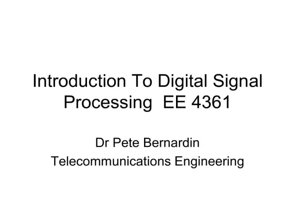 introduction to digital signal processing ee 4361