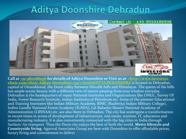 aditya doonshire, 9810186936, investors clinic