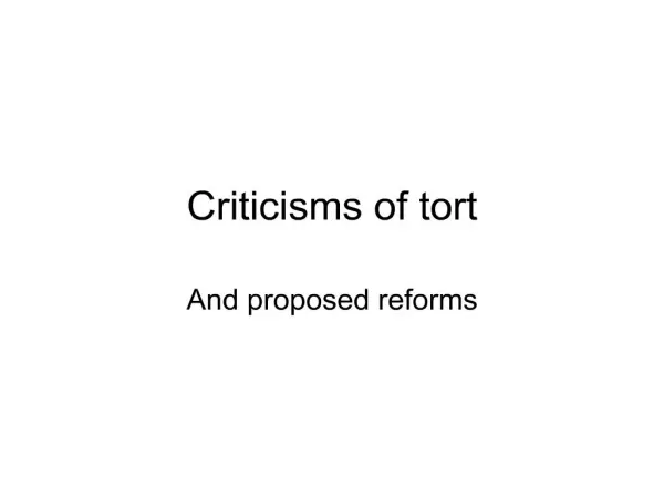 criticisms of tort