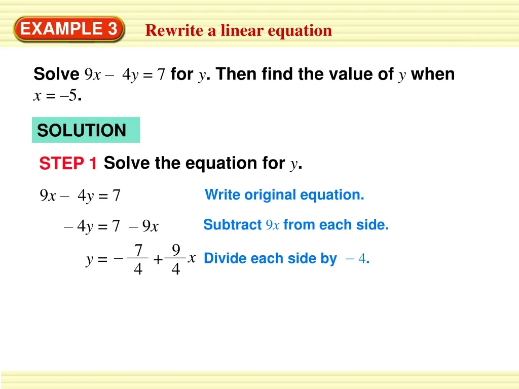 solve the equation for y