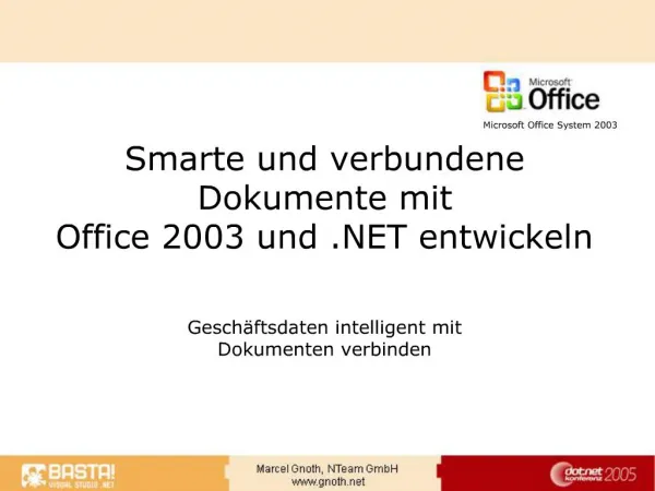 Smarte und verbundene Dokumente mit Office 2003 und entwickeln
