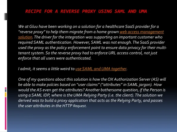 Recipe for a Reverse Proxy using SAML and UMA