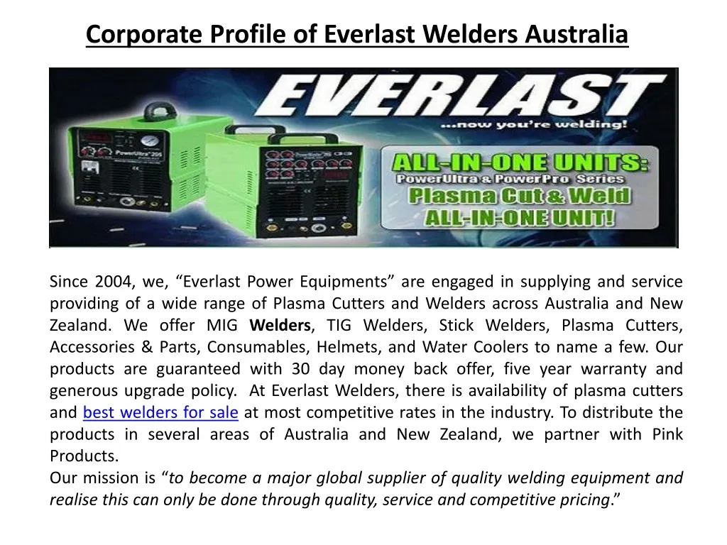 corporate profile of everlast welders australia