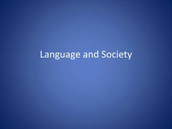 Language and Society